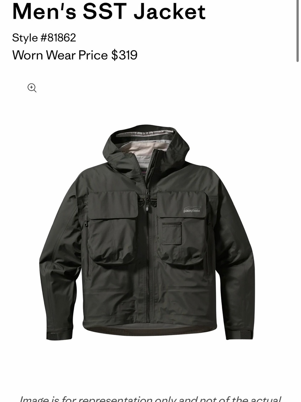 Patagonia Men's SST Jacket - Charcoal Black Hooded Raincoat